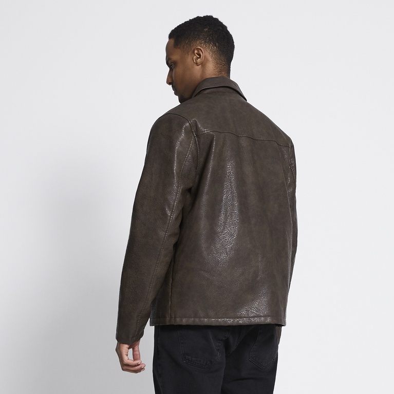 Faux leather jacket "Blank" Dark Brown
